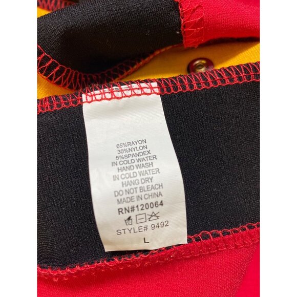 Colorblock Bodycon Dress Large Red Black Yellow Spaghetti Strap Sexy Club Date - Picture 4 of 4